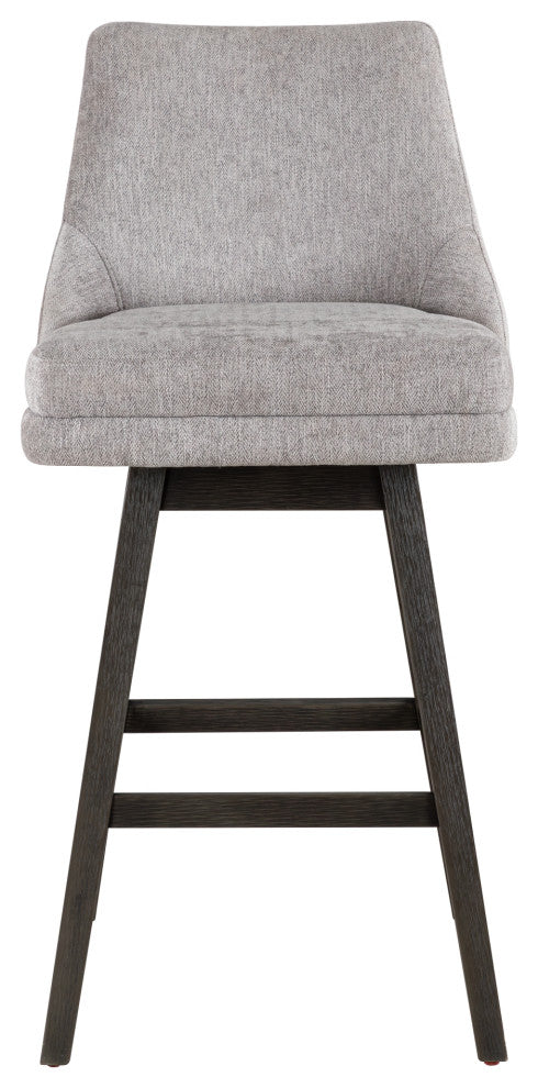 Branson Gray Solid Wood 30" Swivel Barstool, Gray Fabric, Set of 2