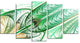 Green on White Fractal Stained Glass, Abstract Canvas Art, 60"x32", 5 Panels