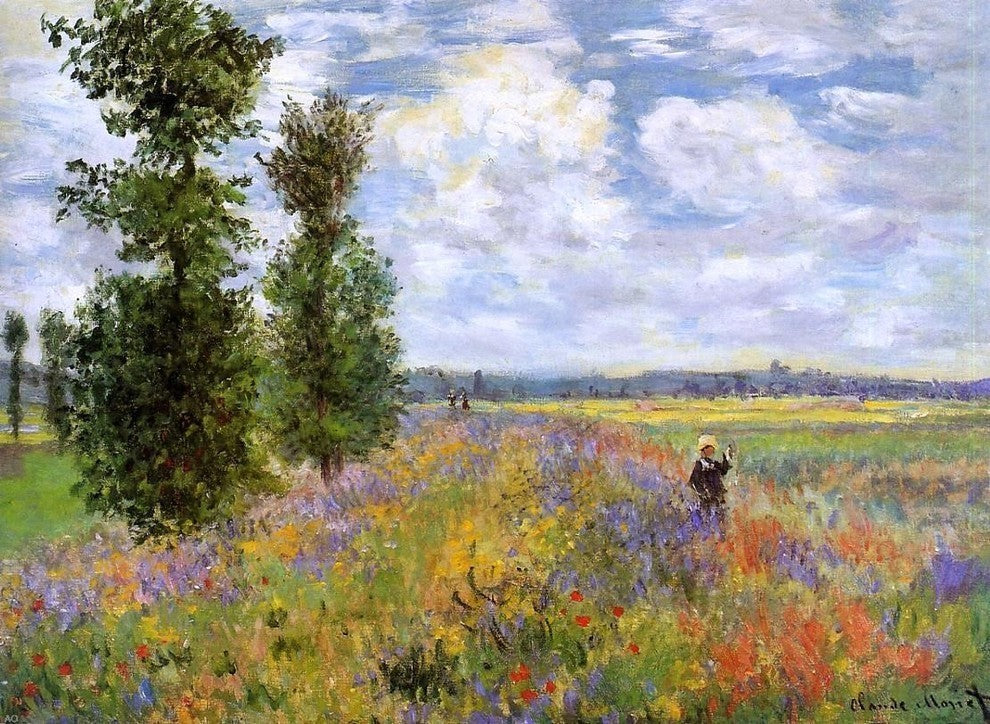 Claude Oscar Monet a Poppy Field, Argenteuil Premium Canvas Print