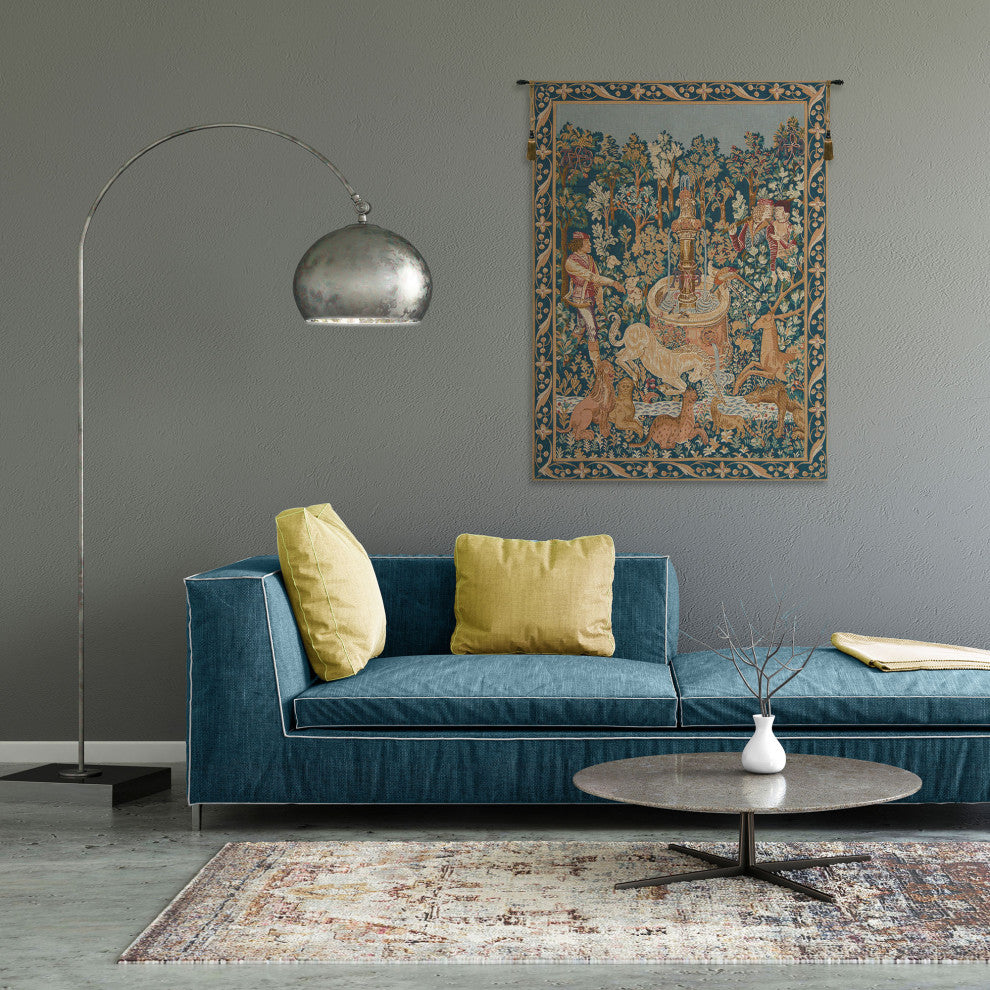 Licorne A La Fontaine European Tapestry Wall hanging