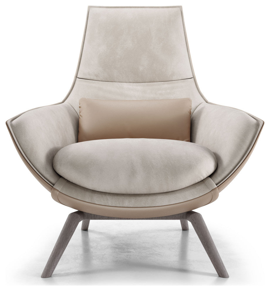 Gracie Lounge Chair, Beige Velvet