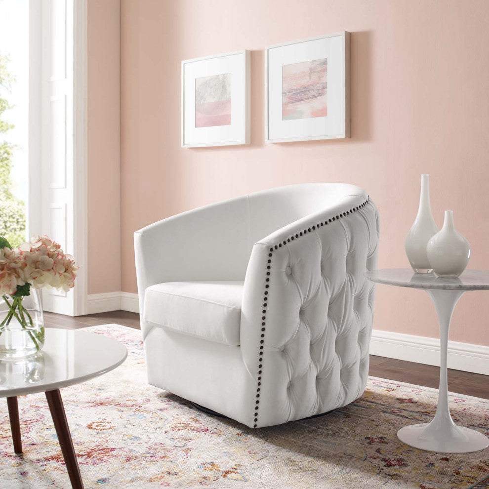 Modern Designer Lounge Accent Side Chair Armchair, Velvet Fabric, White