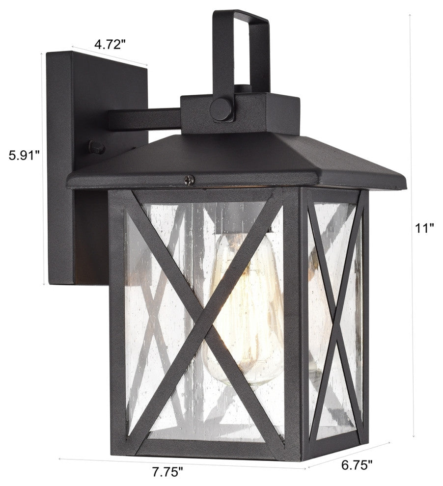 Lawrence Transitional 1 Light Textured Black Outdoor Wall Sconce 11" Height