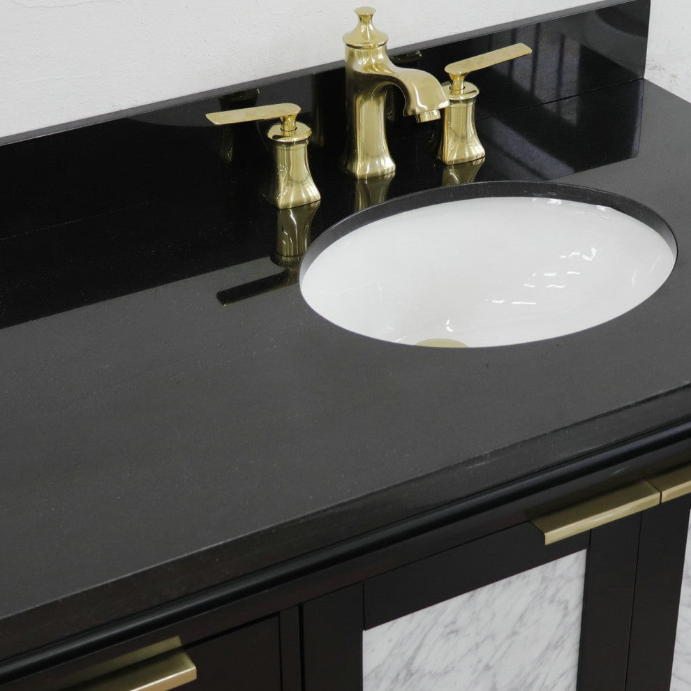 43" Single Vanity, Black Finish With Black Galaxy