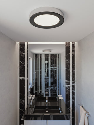 Alta LED Low Profile Flush Mount, Black/Chrome, 12"