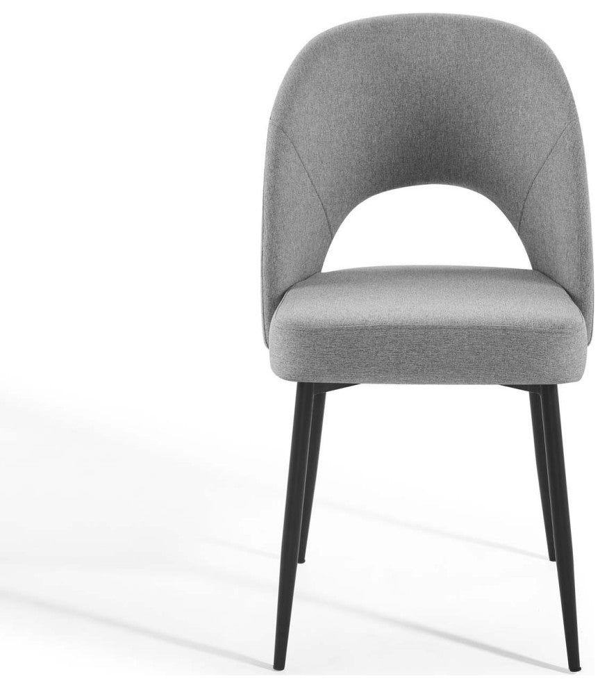 Side Dining Chair, Fabric, Black Gray, Cafe Bistro Restaurant Hospitality