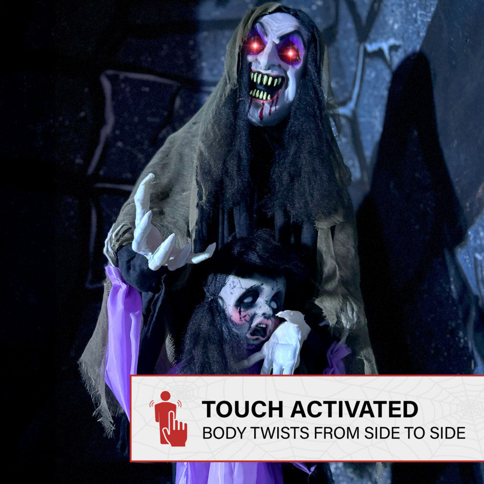 Lifesize Animatronic Vampire Lady With Baby, Lights and Sound