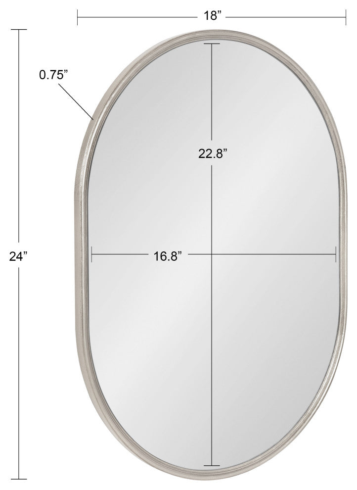 Caskill Capsule Framed Wall Mirror, Silver, 18x24