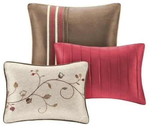 Madison Park Polyoni Pieced Solid Comforter 7 Piece Set With Embroidery, Queen