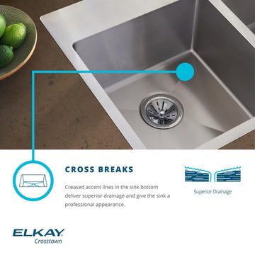 Elkay 15" Bowl Dual Mount 18 Gauge Bar/Prep Kitchen Sink, ECTSR15159TBG3