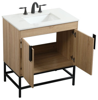 Home Living 19" Modern Mango Wood-Light Bathroom Vanity