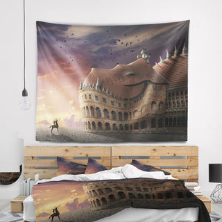 Wake Up Dragon Collage Landscape Wall Tapestry, 60"x50"