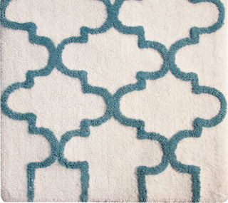 Cotton Dual Color Geometric Pattern Bath Rug, New Blue, 50"x30"
