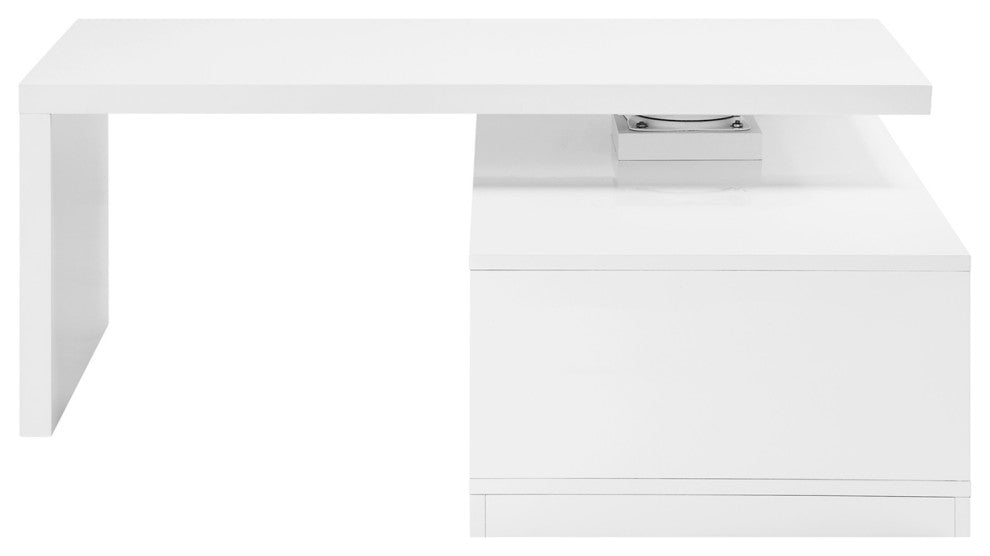 Coffee Table With Swivel Top Design, White and Black High Gloss Finish