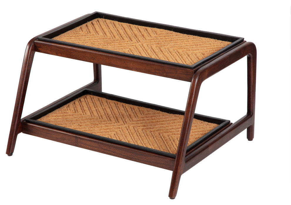 Double-Tier Brown Stand With 2-Pair Rubber Boot Trays Arrowhead