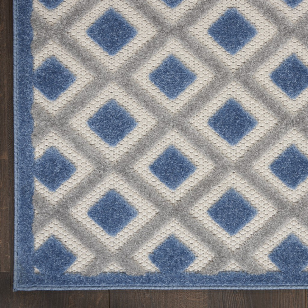6 x 9 Blue and Gray Indoor Outdoor Area Rug