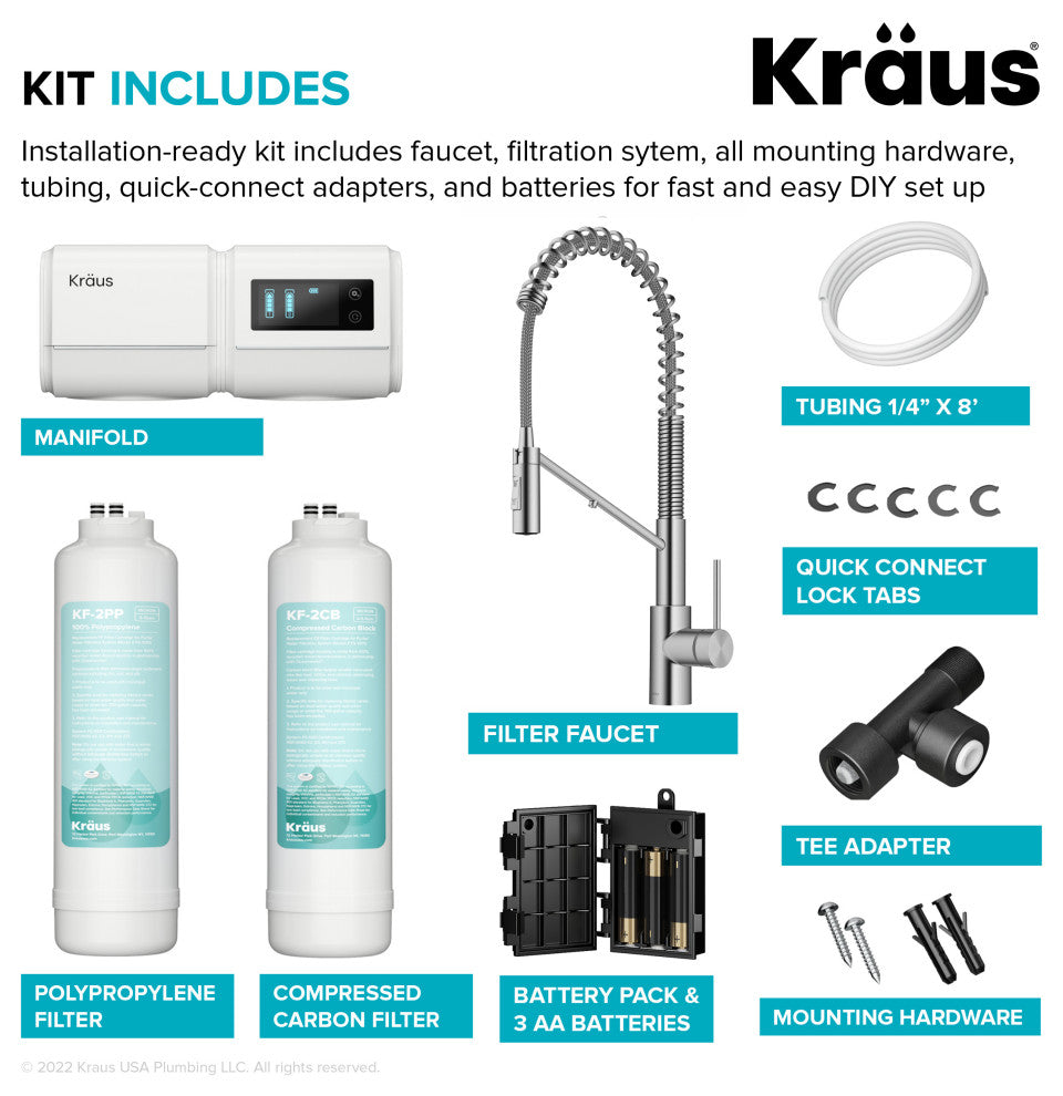 KRAUS Oletto Pull-Down Filter Kitchen Faucet SFS w/ Purita Filtration System