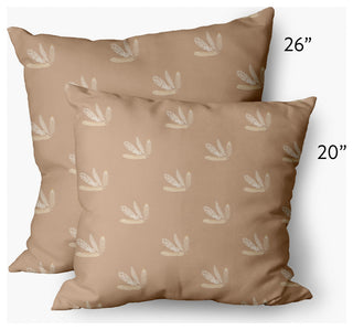 Feather Pattern Decorative Throw Pillow, Brown, 20"x20"