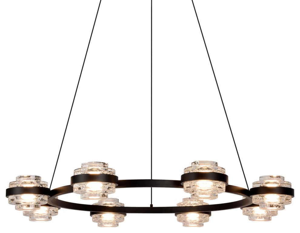 Milano 33" ETL Certified Integrated LED Height Adjustable Chandelier, Black