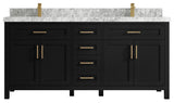 Cambridge 72 Double Sink Bath Vanity in Black 2" Carrara Marble