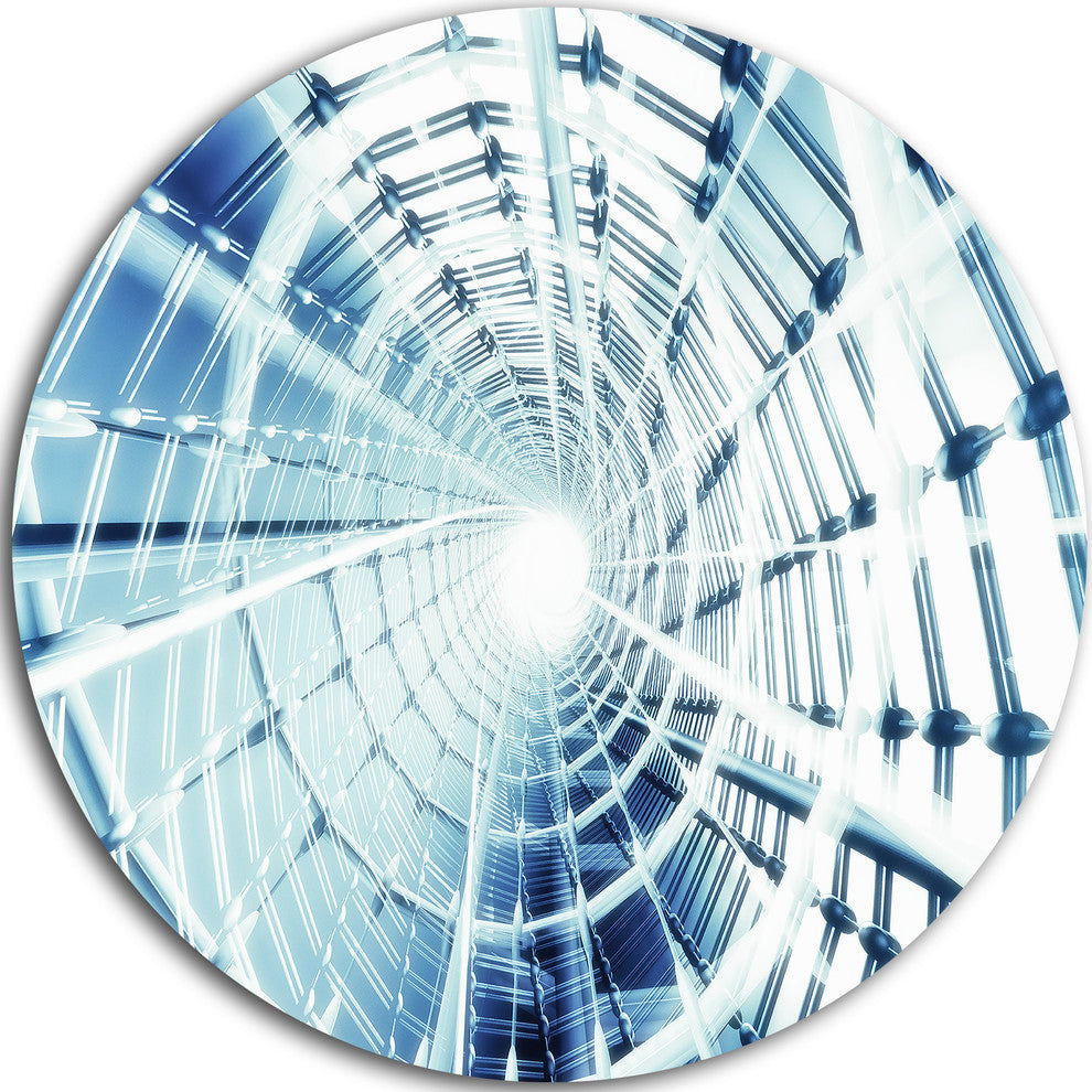 Fractal 3D Network Spiral, Abstract Art Disc Metal Wall Art, 23"