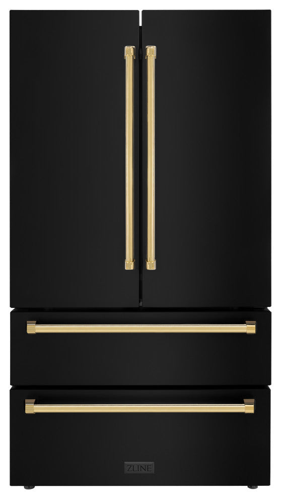 ZLINE 36" French Door Refrigerator With Ice Maker, Black RFMZ-36-BS-G