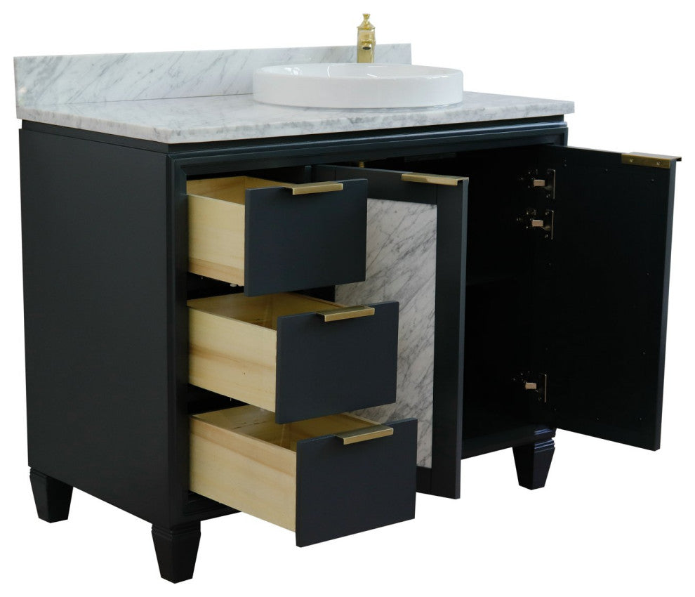 43" Single Vanity, Dark Gray Finish With White Carrara