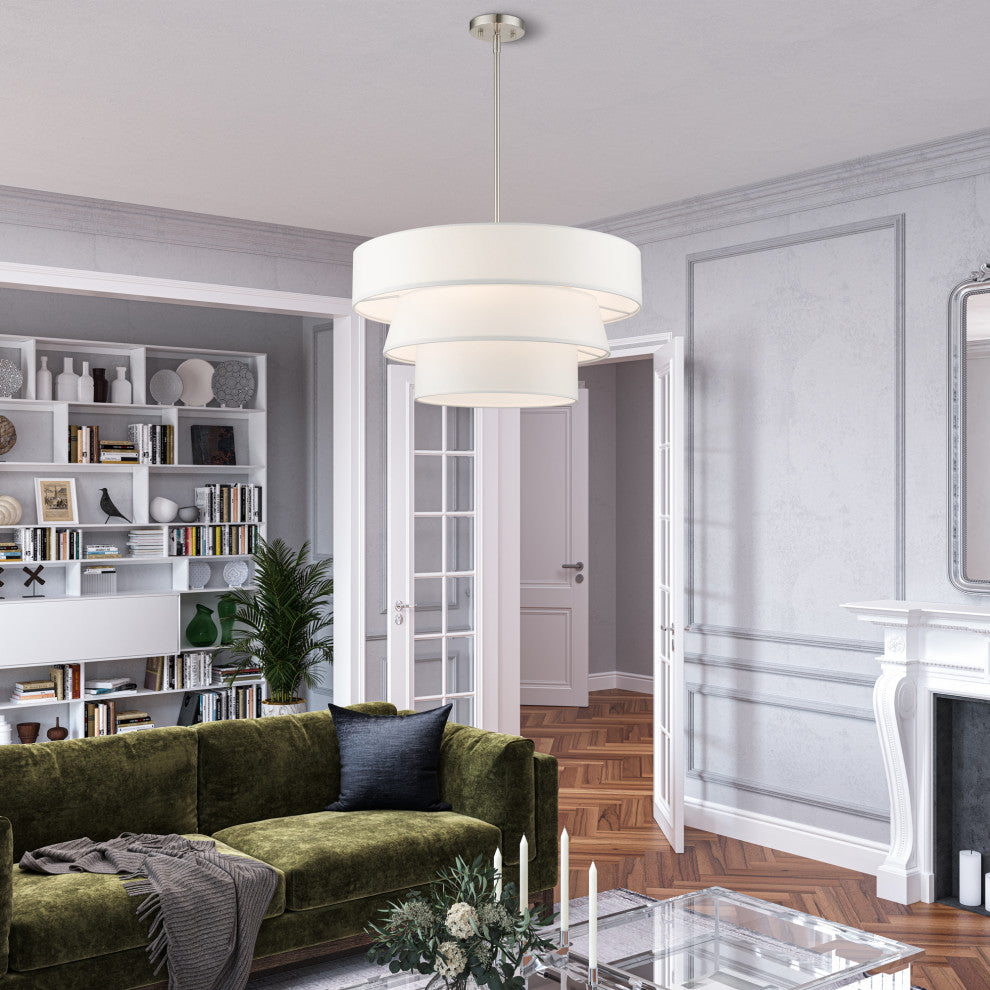 Livex Lighting Warrenville 4-Light Brushed Nickel Pendant Chandelier