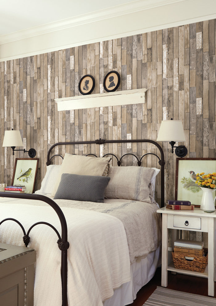 Barn Board Brown Thin Plank Wallpaper Bolt