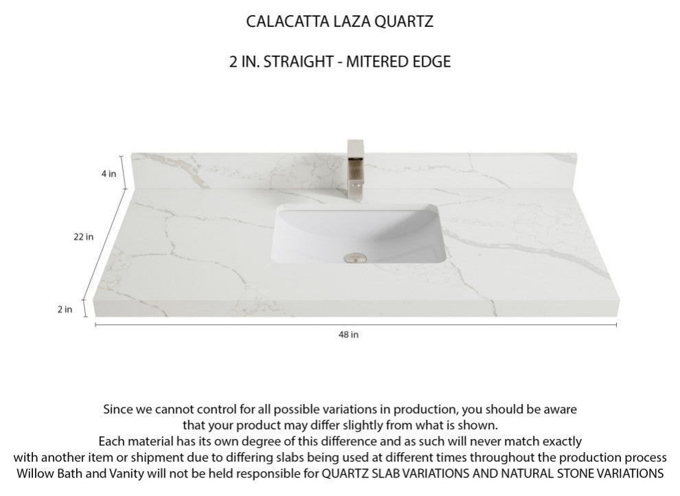Elizabeth 48 Single Sink Bath Vanity in Light Natural Teak 2" Calacatta Laza