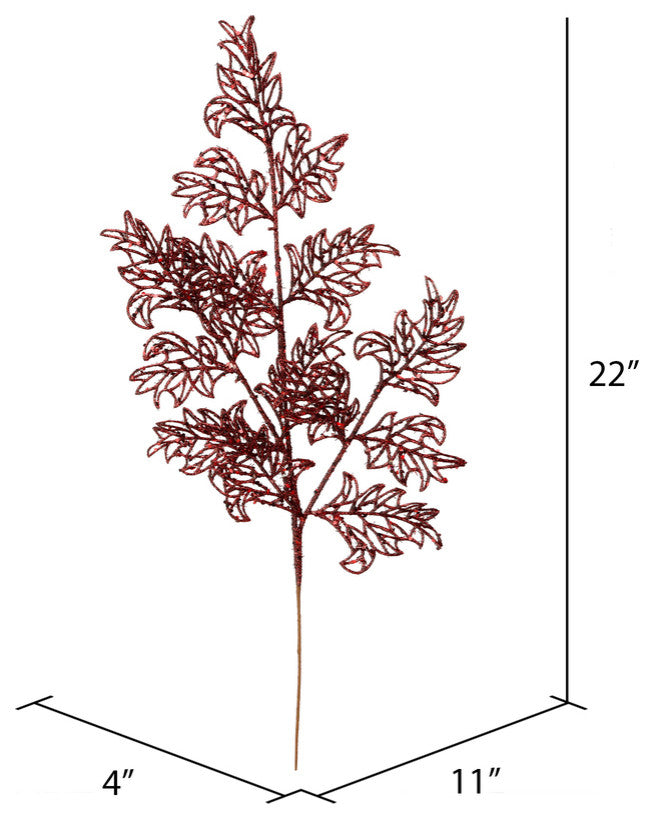 Vickerman L186265 22" Burgundy Glitter Lace Leaf Artificial Christmas Spray