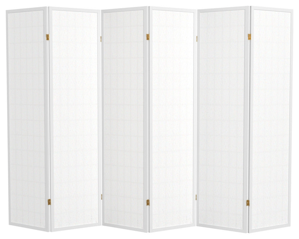 6' Tall Window Pane Shoji Screen, White, 6 Panels