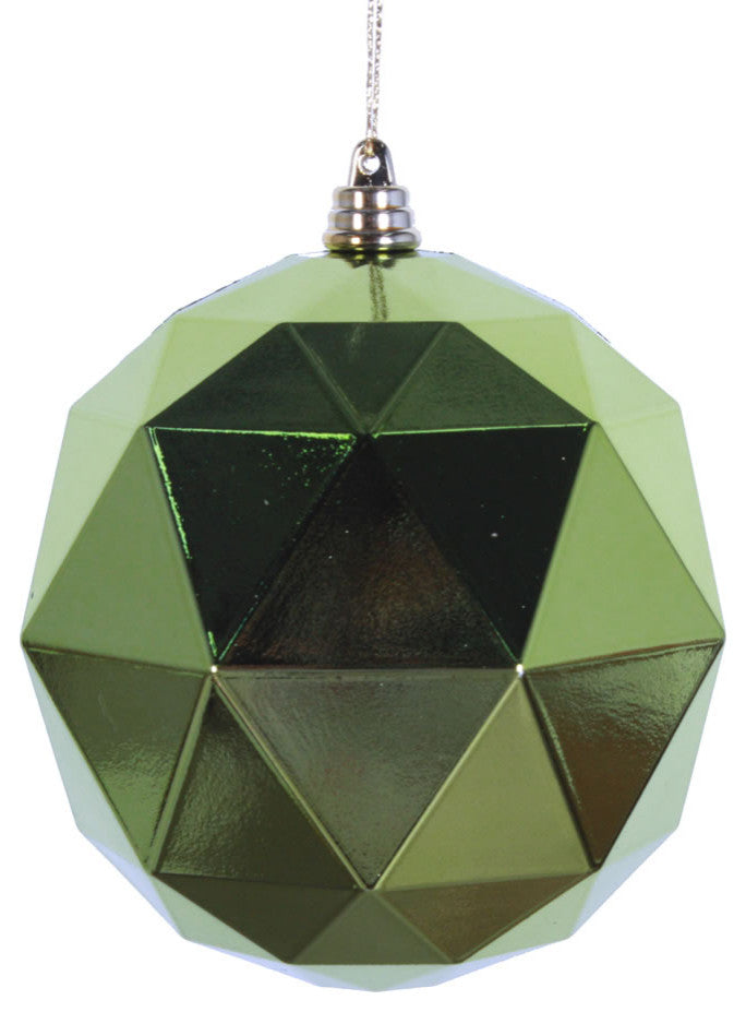 Vickerman M177473DS 6" Lime Shiny Geometric Ball Ornament, 4 per bag