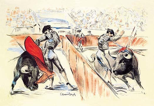 Cartel De Toros Sin Texto De Plaza Partida - Fine Art Giclee Print 24" x 36"