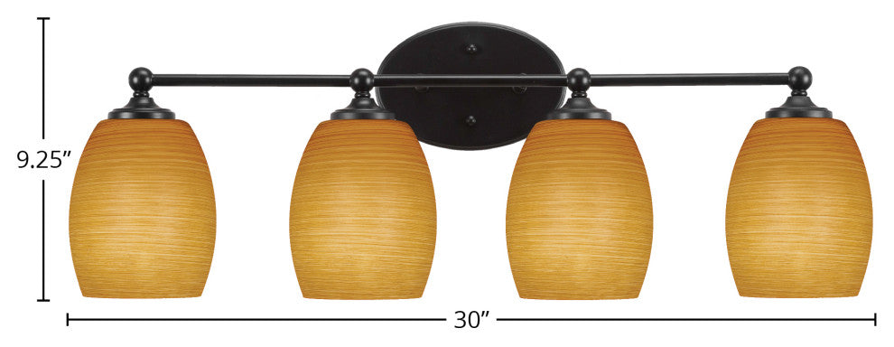 Capri 4-Light Bath Bar, Matte Black/Cayenne Linen