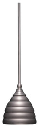 Stem Mini Pendant In Brushed Nickel, 6" Beehive Metal Shade Glass