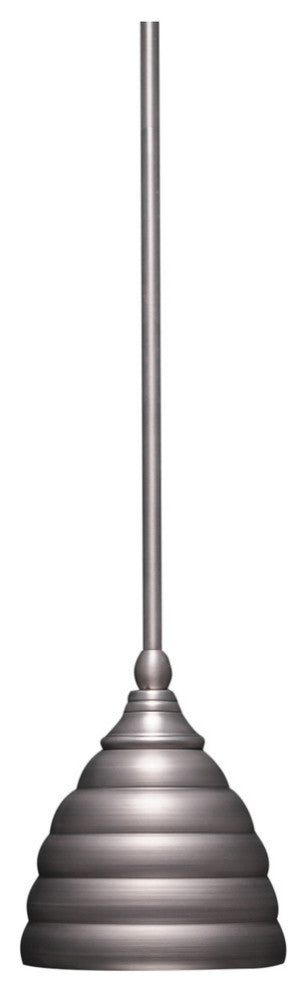 Stem Mini Pendant In Brushed Nickel, 6" Beehive Metal Shade Glass