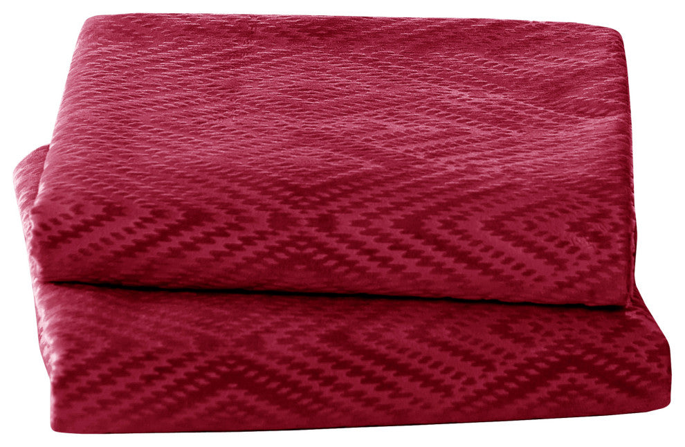 IKAT Velvet Pillow Shell Sets, Garnet, 2 Piece 26" X 14"