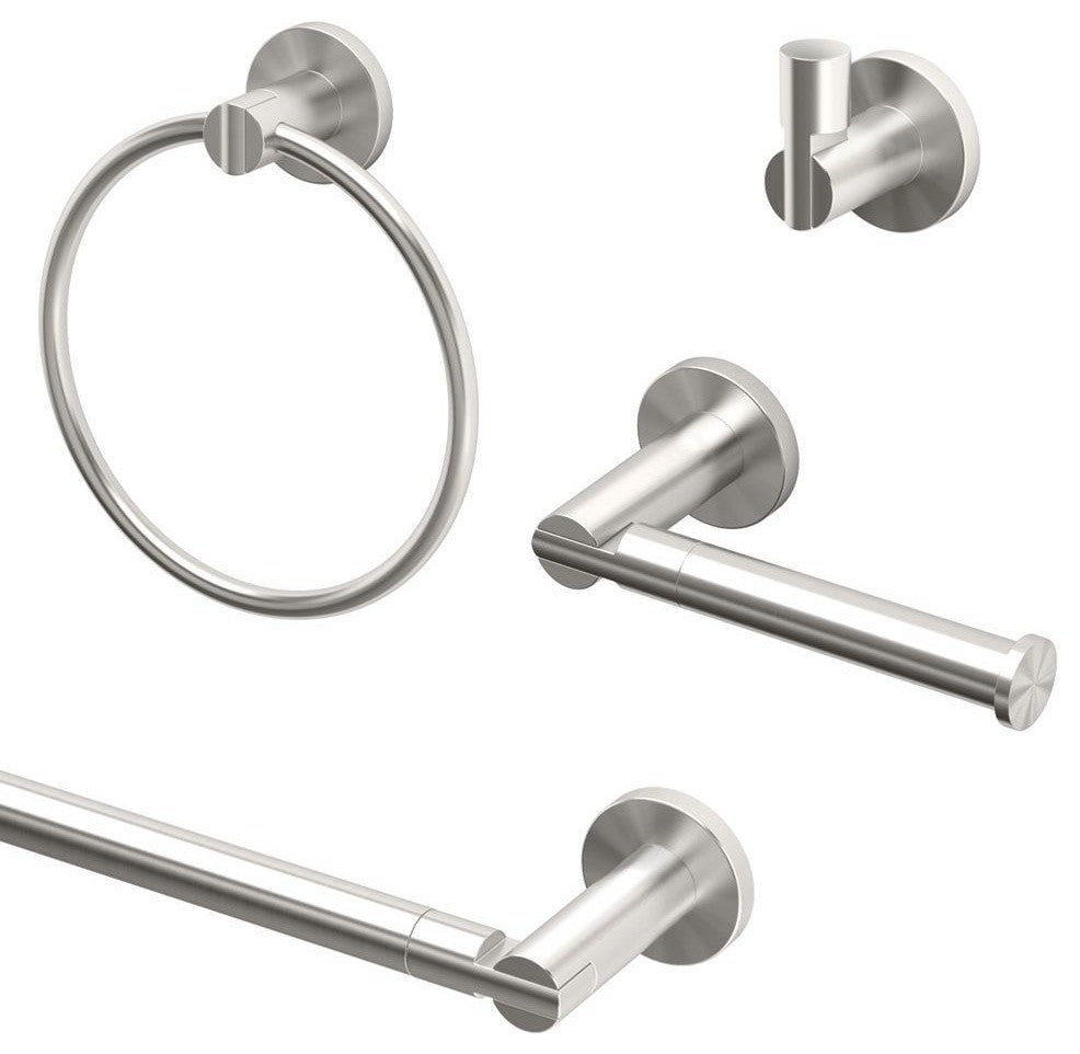 Gatco Channel 4-Piece Bathroom Accessory Kit, Satin Nickel
