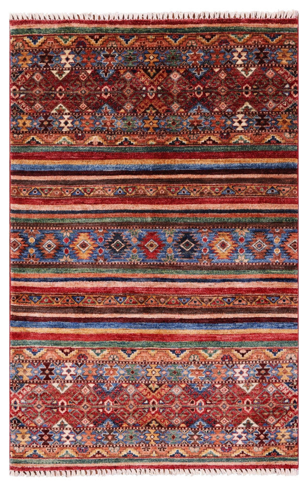 3' 4" X 5' 1" Khorjin Super Kazak Hand-Knotted Wool Rug Q10488