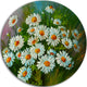 Heavily Textured Daisies Art, Floral Disc Metal Wall Art, 36"