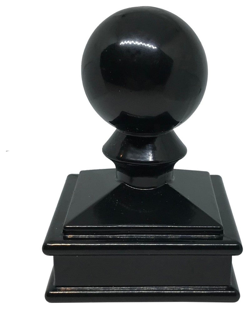 2"x2" Aluminium Ball Top Post Cap for Metal Posts, Pressure Fit, Black (DHBPC20)