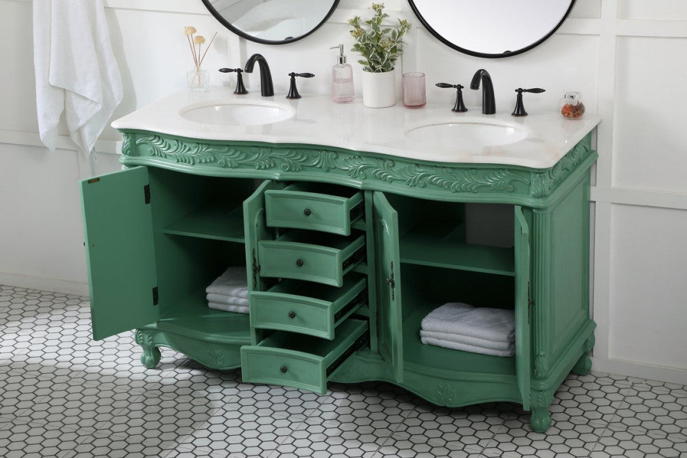 Whitney 60" Double Bathroom Vanity, Vintage Mint