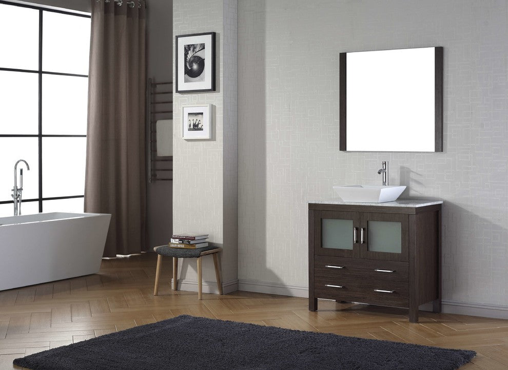 Dior 30" Single Bathroom Vanity, Espresso, Marble, Brushed Nickel Faucet
