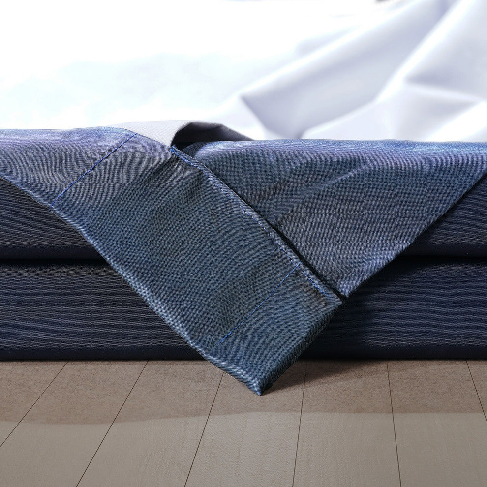 Signature Future Blue Faux Silk Taffeta Hotel Blackout Fabric Sample, 4Wx4L