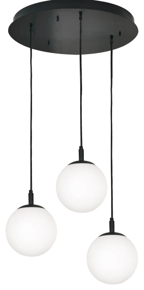 Loretto Triple Pendant Medium Base, Black, 7"x18"