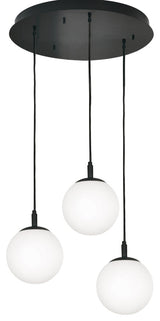 Loretto Triple Pendant Medium Base, Black, 7"x18"