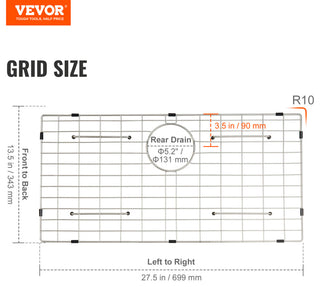 VEVOR Sink Protector Grid For Kitchen 27.5"x13.5" Stainless Steel Drain Rack