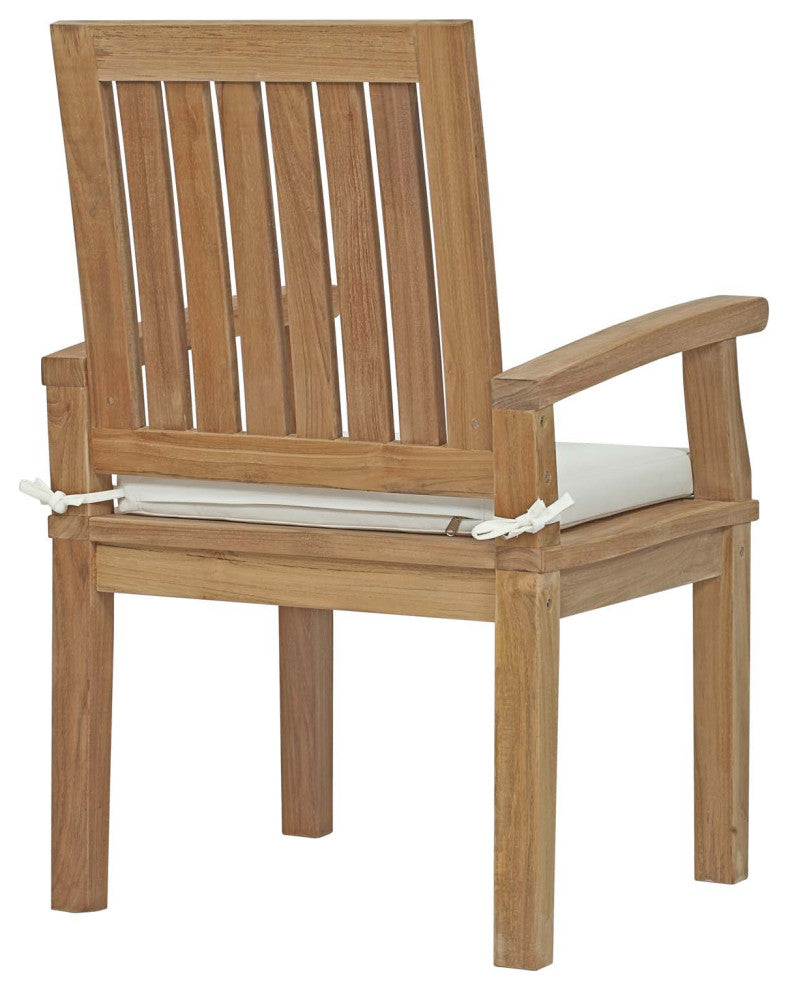 Marina 11 Piece Outdoor Patio Teak Outdoor Dining Set, Natural White