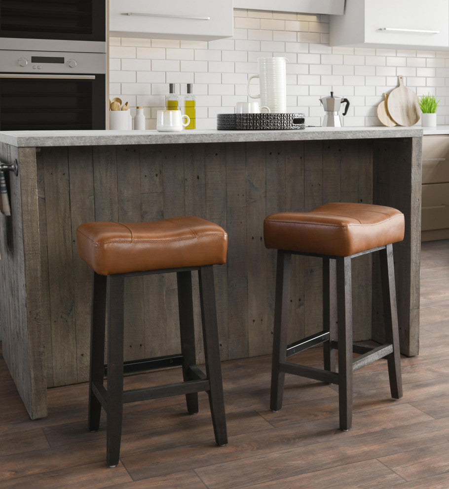 Laurie Backless Counterstool 26", Caramel, Dark Brown Legs